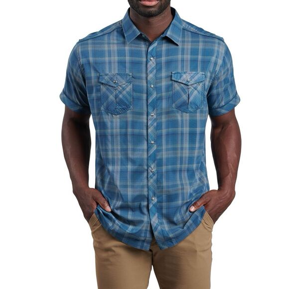 Kuhl Konquer Performance Blue SS Shirt Men’s Pearl Snap Button Up Outdoor XL - Picture 1 of 9
